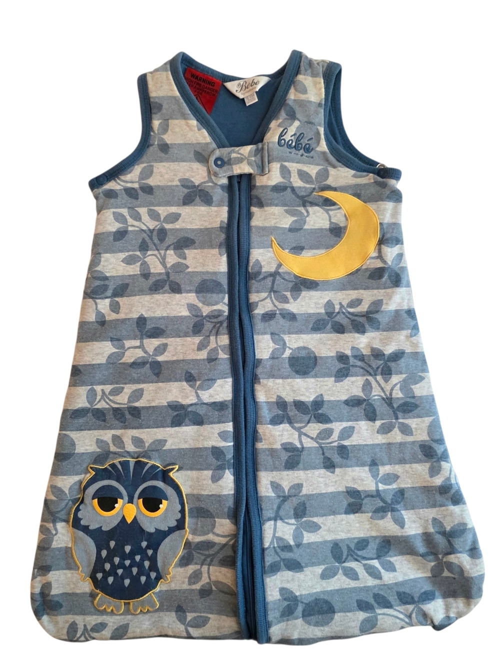 Bebe By Minihana Sleep Sack 0-6 Mos Blue Gray Baby Infant Striped Owl Moon